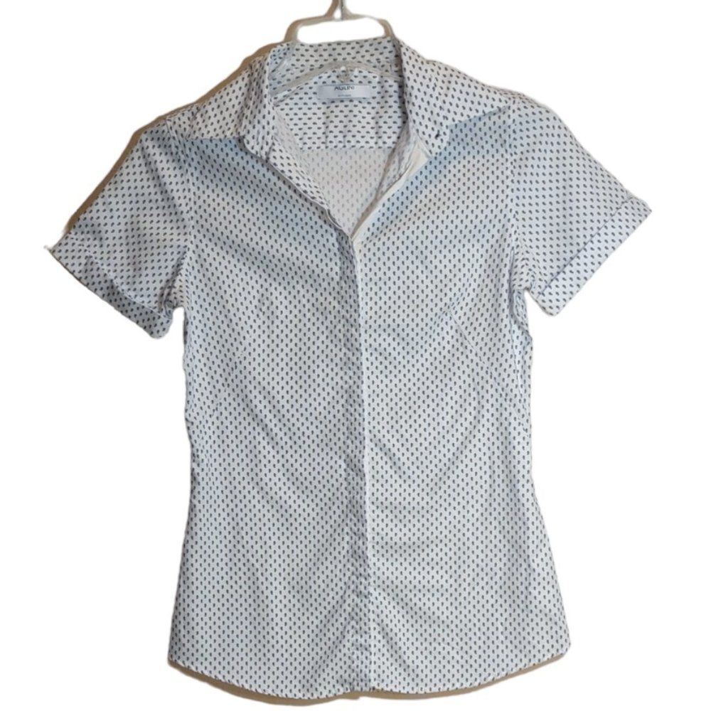 AGLINI PRINT DETAIL SHORT SLEEVE SHIRT S SIZE SMALL FIT - Picture 2 of 5